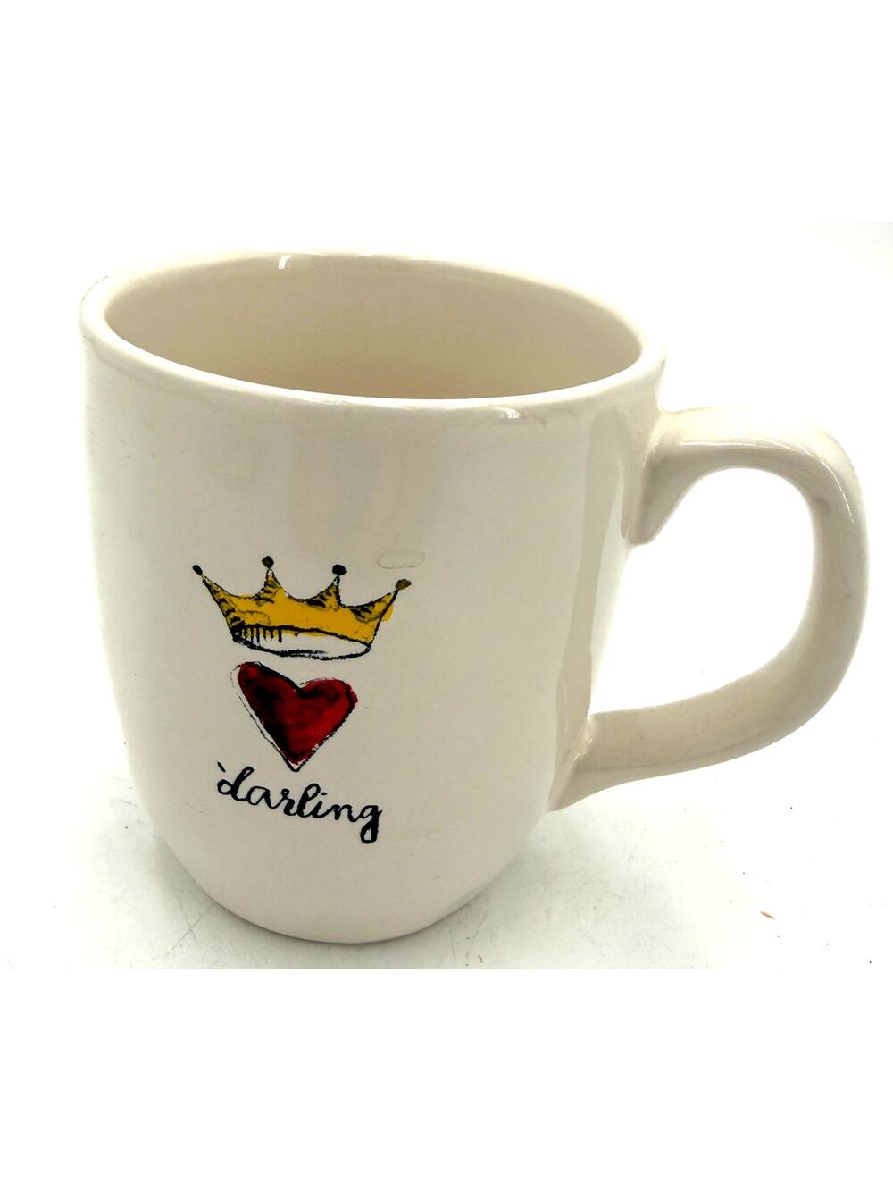 Rae Dunn 1 Corinthians 13 Darling Crown & Heart Ceramic Mug NEW Love is Patient